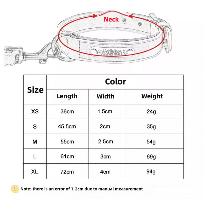 Pawvi™ Genuine Leather Adjustable Dog Collar